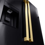 AutographEdition 36 in. 28.9 cu. ft. Standard-Depth French Door External Water Dispenser Refrigerator with Dual Ice Maker in Black Stainless Steel and Polished Gold Square Handles - (RSMZW36BSFG) -