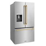 AutographEdition 36 in. 28.9 cu. ft. Standard-Depth French Door External Water Dispenser Refrigerator with Dual Ice Maker in Fingerprint Resistant Stainless Steel and Champagne Bronze Handles - (RSMZW36CB) -