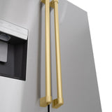 AutographEdition 36 in. 28.9 cu. ft. Standard-Depth French Door External Water Dispenser Refrigerator with Dual Ice Maker in Fingerprint Resistant Stainless Steel and Champagne Bronze Handles - (RSMZW36CB) -
