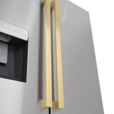 AutographEdition 36 in. 28.9 cu. ft. Standard-Depth French Door External Water Dispenser Refrigerator with Dual Ice Maker in Fingerprint Resistant Stainless Steel and Champagne Bronze Square Handles - (RSMZW36FCB) -