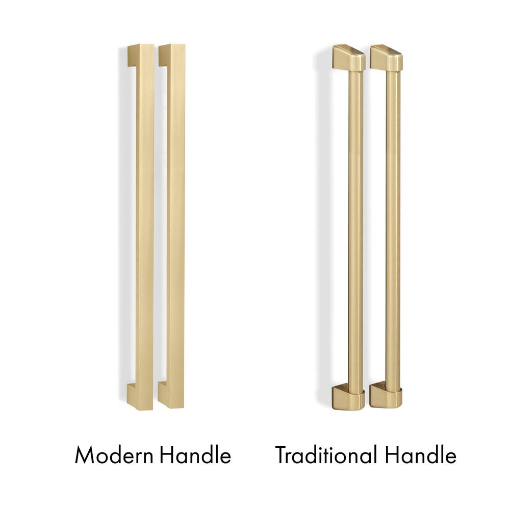 AutographEdition 36 in. 28.9 cu. ft. Standard-Depth French Door External Water Dispenser Refrigerator with Dual Ice Maker in Fingerprint Resistant Stainless Steel and Polished Gold Square Handles - (RSMZW36FG) -
