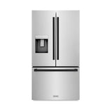 ZLINE Autograph Edition 36 in. 28.9 cu. ft. Standard-Depth French Door External Water Dispenser Refrigerator with Dual Ice Maker in Fingerprint-Resistant Stainless Steel and Matte Black Modern Handles (RSMZ-W-36-FMB) - (RSMZW36FMB) -