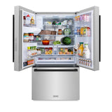 ZLINE Autograph Edition 36 in. 28.9 cu. ft. Standard-Depth French Door External Water Dispenser Refrigerator with Dual Ice Maker in Fingerprint-Resistant Stainless Steel and Matte Black Modern Handles (RSMZ-W-36-FMB) - (RSMZW36FMB) -