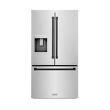 AutographEdition 36 in. 28.9 cu. ft. Standard-Depth French Door External Water Dispenser Refrigerator with Dual Ice Maker in Fingerprint Resistant Stainless Steel and Matte Black Handles - (RSMZW36MB) -