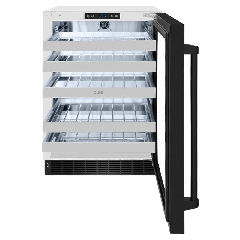 ZLINE 24 in. Touchstone Dual Zone 44 Bottle Wine Cooler With Black Stainless Steel Glass Door (RWDO-BS-24) - (RWDOBS24) -