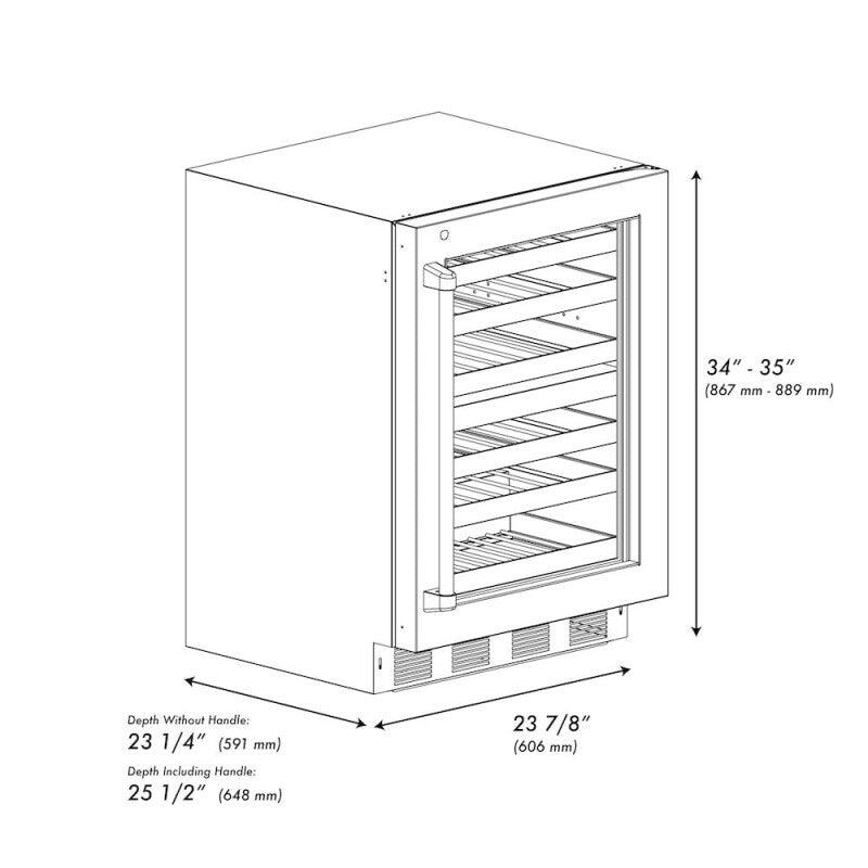 ZLINE 24 in. Touchstone Dual Zone 44 Bottle Wine Cooler With Black Stainless Steel Glass Door (RWDO-BS-24) - (RWDOBS24) -