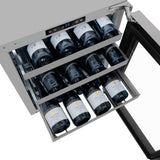 ZLINE 24 in. Touchstone Dual Zone 44 Bottle Wine Cooler With DuraSnow® Stainless Steel Glass Door (RWDO-SN-24) - (RWDOSN24) -