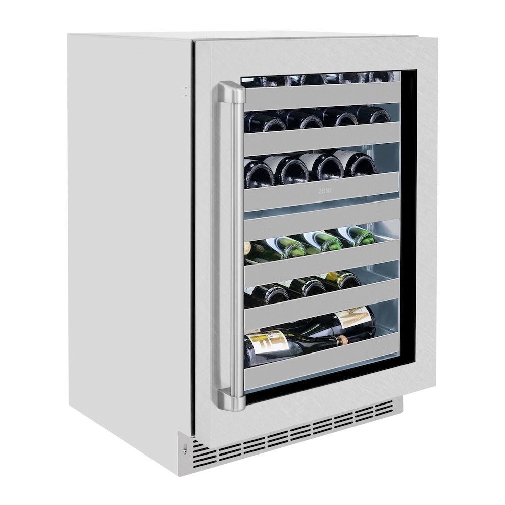 ZLINE 24 in. Touchstone Dual Zone 44 Bottle Wine Cooler With DuraSnow® Stainless Steel Glass Door (RWDO-SN-24) - (RWDOSN24) -