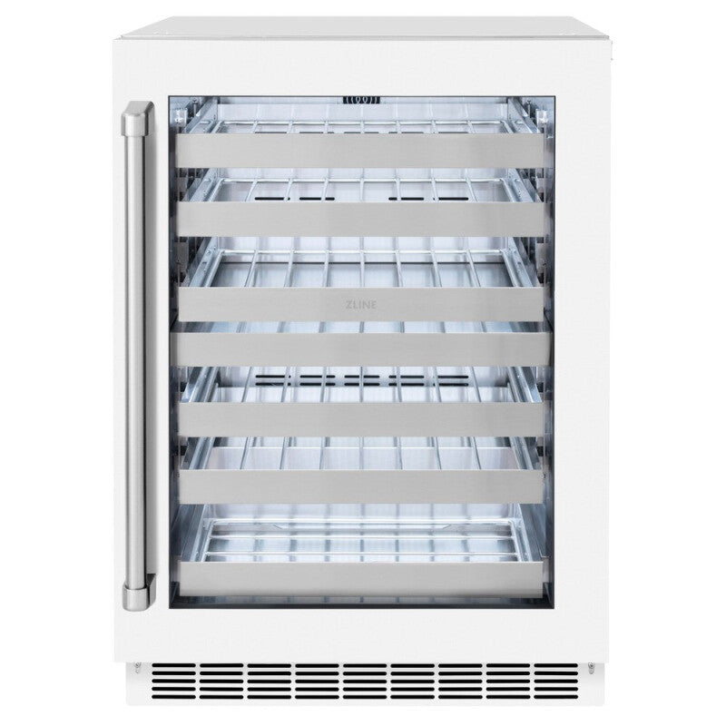 ZLINE 24 in. Touchstone Dual Zone 44 Bottle Wine Cooler With White Matte Glass Door (RWDO-WM-24) - (RWDOWM24) -