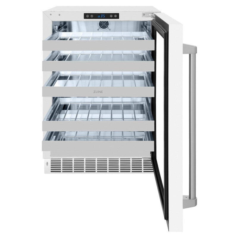 ZLINE 24 in. Touchstone Dual Zone 44 Bottle Wine Cooler With White Matte Glass Door (RWDO-WM-24) - (RWDOWM24) -