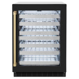 ZLINE Autograph Edition 24 in. Touchstone Dual Zone 44 Bottle Wine Cooler With Black Matte Glass Door And Champagne Bronze Handle (RWDOZ-BLM-24-CB) - (RWDOZBLM24CB) -