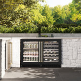 ZLINE Autograph Edition 24 in. Touchstone Dual Zone 44 Bottle Wine Cooler With Black Matte Glass Door And Champagne Bronze Handle (RWDOZ-BLM-24-CB) - (RWDOZBLM24CB) -
