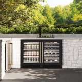 ZLINE Autograph Edition 24 in. Touchstone Dual Zone 44 Bottle Wine Cooler With Black Matte Glass Door And Polished Gold Handle (RWDOZ-BLM-24-G) - (RWDOZBLM24G) -
