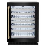 ZLINE Autograph Edition 24 in. Touchstone Dual Zone 44 Bottle Wine Cooler With Black Stainless Steel Glass Door And Champagne Bronze Handle (RWDOZ-BS-24-CB) - (RWDOZBS24CB) -