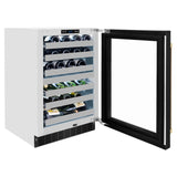ZLINE Autograph Edition 24 in. Touchstone Dual Zone 44 Bottle Wine Cooler With Black Stainless Steel Glass Door And Champagne Bronze Handle (RWDOZ-BS-24-CB) - (RWDOZBS24CB) -
