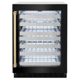 ZLINE Autograph Edition 24 in. Touchstone Dual Zone 44 Bottle Wine Cooler With Black Stainless Steel Glass Door And Polished Gold Handle (RWDOZ-BS-24-G) - (RWDOZBS24G) -