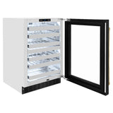 ZLINE Autograph Edition 24 in. Touchstone Dual Zone 44 Bottle Wine Cooler With Black Stainless Steel Glass Door And Polished Gold Handle (RWDOZ-BS-24-G) - (RWDOZBS24G) -