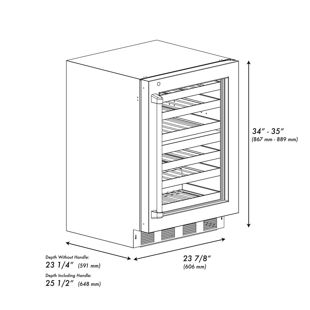 AutographEdition 24 in. Touchstone Dual Zone 44 Bottle Wine Cooler With Stainless Steel Glass Door And Champagne Bronze Handle - (RWDOZGS24CB) -