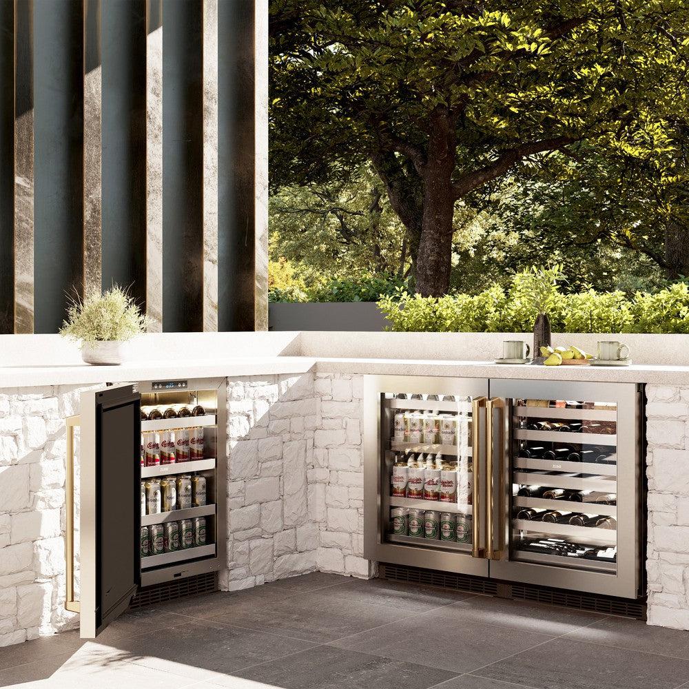 AutographEdition 24 in. Touchstone Dual Zone 44 Bottle Wine Cooler With Stainless Steel Glass Door And Polished Gold Handle - (RWDOZGS24G) -