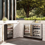 ZLINE Autograph Edition 24 in. Touchstone Dual Zone 44 Bottle Wine Cooler With DuraSnow® Stainless Steel Glass Door And Polished Gold Handle (RWDOZ-SN-24-G) - (RWDOZSN24G) -