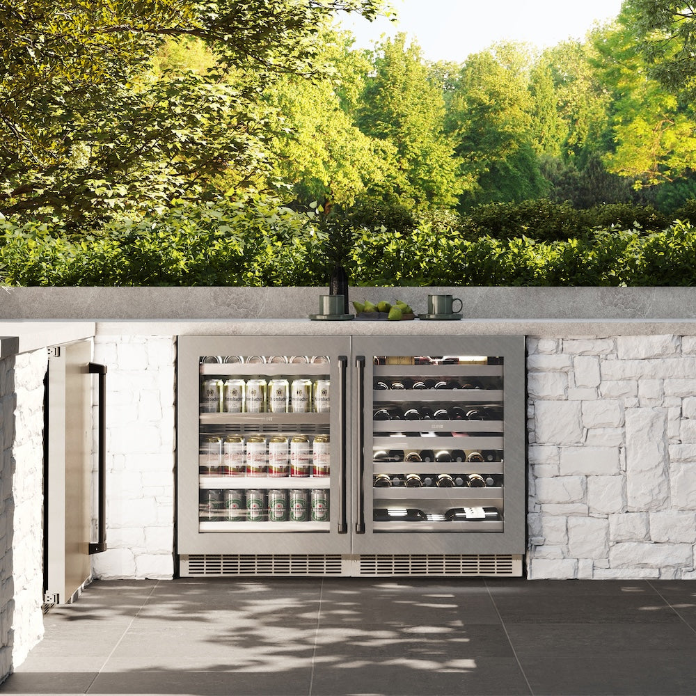 ZLINE Autograph Edition 24 in. Touchstone Dual Zone 44 Bottle Wine Cooler With DuraSnow® Stainless Steel Glass Door And Matte Black Handle (RWDOZ-SN-24-MB) - (RWDOZSN24MB) -