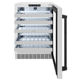 ZLINE Autograph Edition 24 in. Touchstone Dual Zone 44 Bottle Wine Cooler With DuraSnow® Stainless Steel Glass Door And Matte Black Handle (RWDOZ-SN-24-MB) - (RWDOZSN24MB) -
