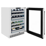 ZLINE Autograph Edition 24 in. Touchstone Dual Zone 44 Bottle Wine Cooler With DuraSnow® Stainless Steel Glass Door And Matte Black Handle (RWDOZ-SN-24-MB) - (RWDOZSN24MB) -