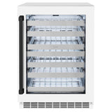 ZLINE Autograph Edition 24 in. Touchstone Dual Zone 44 Bottle Wine Cooler With White Matte Glass Door And Matte Black Handle (RWDOZ-WM-24-MB) - (RWDOZWM24MB) -