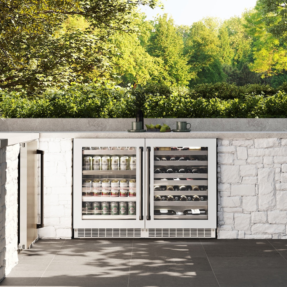 ZLINE Autograph Edition 24 in. Touchstone Dual Zone 44 Bottle Wine Cooler With White Matte Glass Door And Matte Black Handle (RWDOZ-WM-24-MB) - (RWDOZWM24MB) -