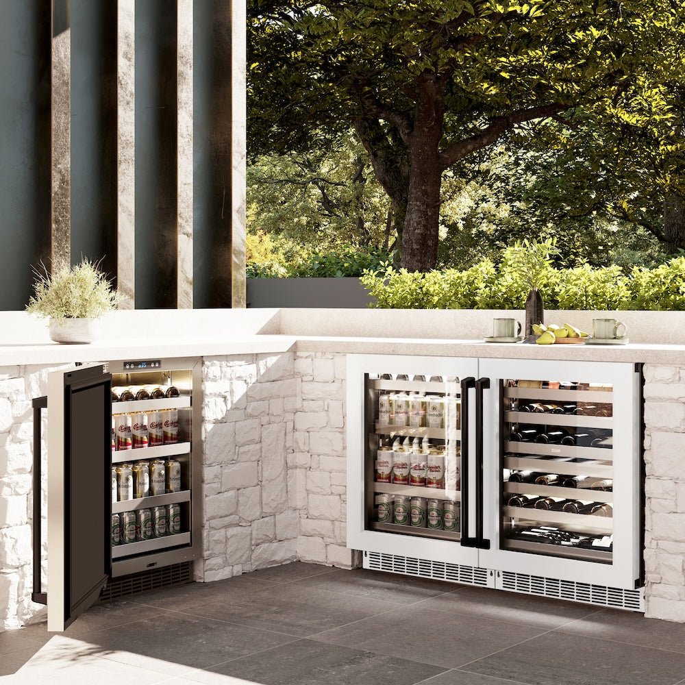 ZLINE Autograph Edition 24 in. Touchstone Dual Zone 44 Bottle Wine Cooler With White Matte Glass Door And Matte Black Handle (RWDOZ-WM-24-MB) - (RWDOZWM24MB) -