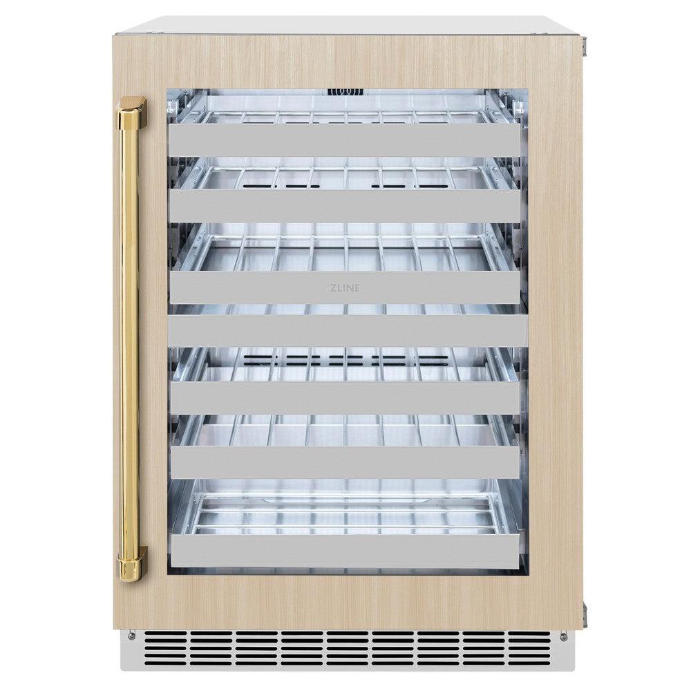 AutographEdition 24 in. Touchstone Dual Zone 44 Bottle Wine Cooler With Panel Ready Glass Door And Polished Gold Handle - (RWDPOZ24G) -