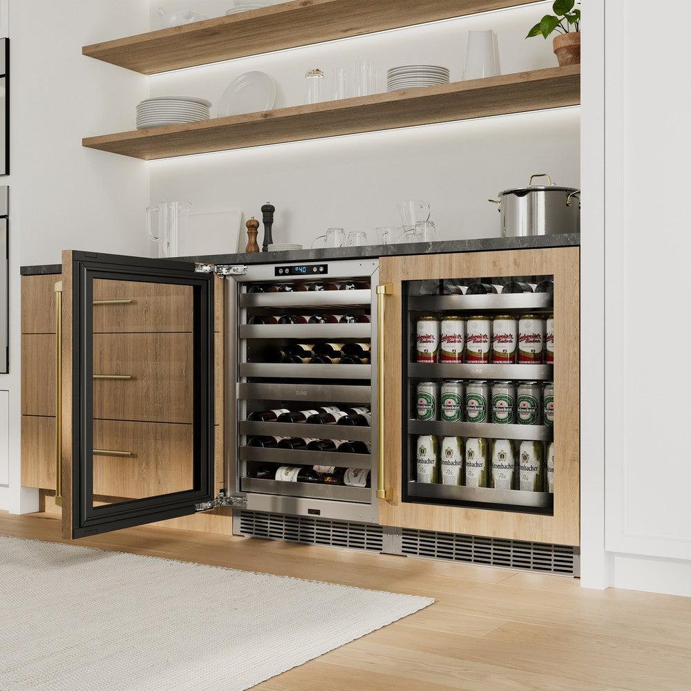 AutographEdition 24 in. Touchstone Dual Zone 44 Bottle Wine Cooler With Panel Ready Glass Door And Polished Gold Handle - (RWDPOZ24G) -