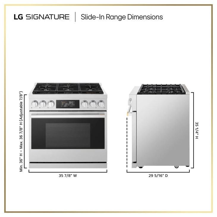 LG SIGNATURE LPGU6319Y pro gas range dimensional drawing