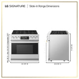 LG SIGNATURE LPGU6319Y pro gas range dimensional drawing