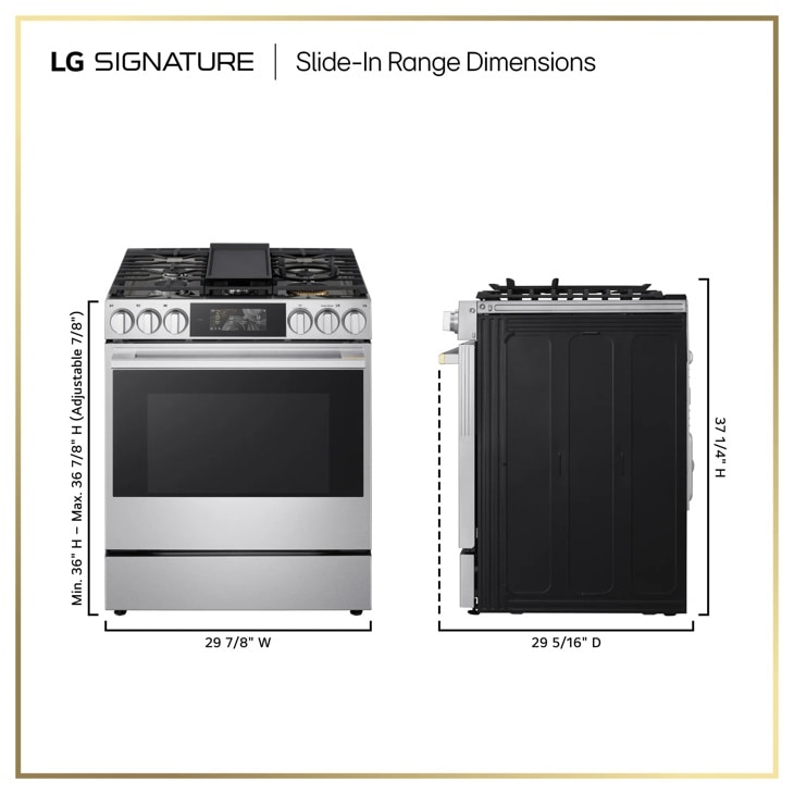 LG SIGNATURE LSGU6339X gas range dimensional drawing