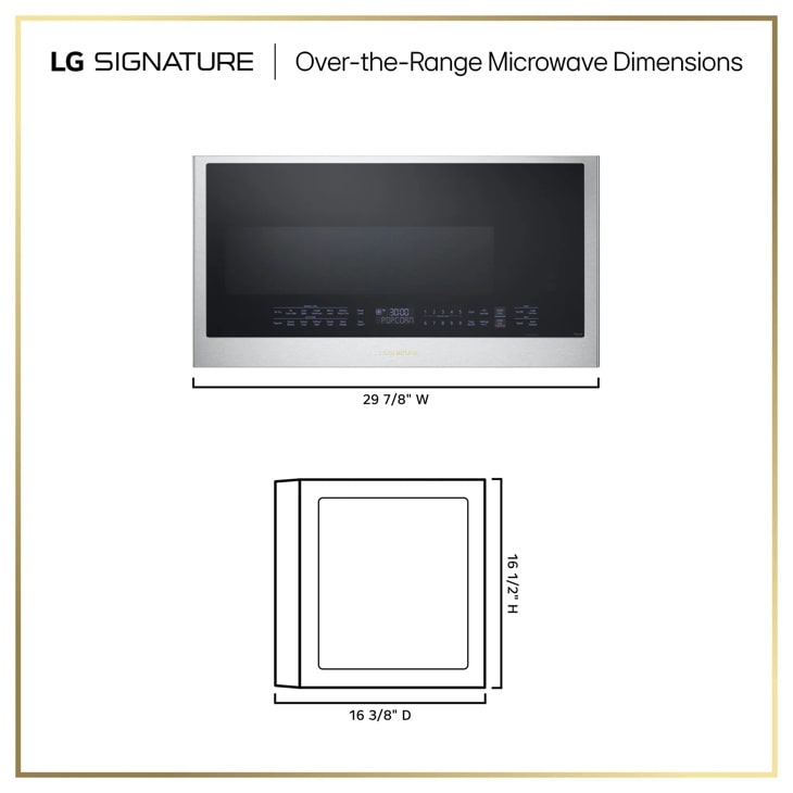 LG SIGNATURE MHEU1738X microwave dimensional drawing