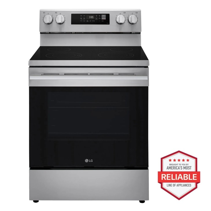 LG LREN6321YE 30 Inch Smart Electric Range front view