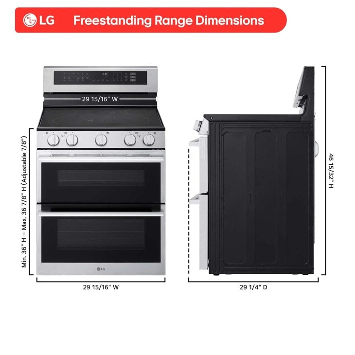 LG LDEL7324YE electric range dimensional drawing