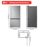 LG LB26H2200S bottom freezer refrigerator angled view