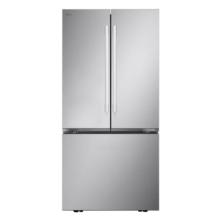 LG LF21G6201S counter-depth French door refrigerator front view in stainless steel