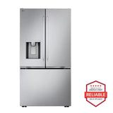 LG LF24Z6330S counter-depth French door refrigerator front view in stainless steel