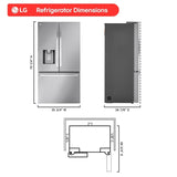 LG LF31T6230S French Door Refrigerator dimensions diagram