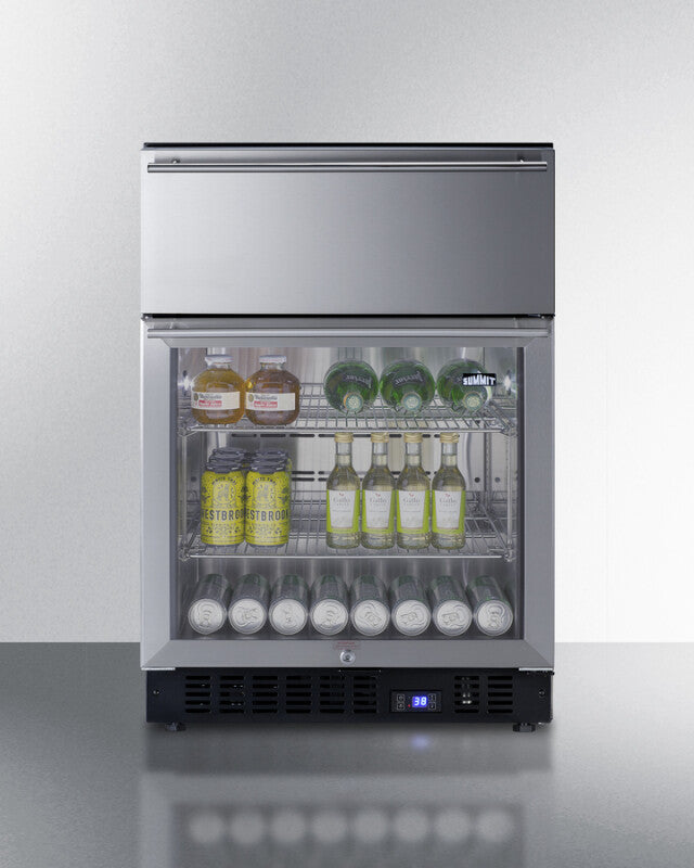 24" Wide Built-in Commercial Beverage Refrigerator With Top Drawer - (SCR615TD)