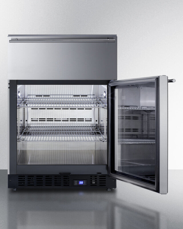 24" Wide Built-in Commercial Beverage Refrigerator With Top Drawer - (SCR615TDCSS)