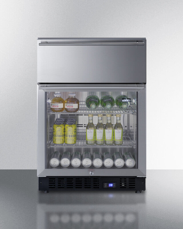 24" Wide Built-in Commercial Beverage Refrigerator With Top Drawer - (SCR615TDCSS)