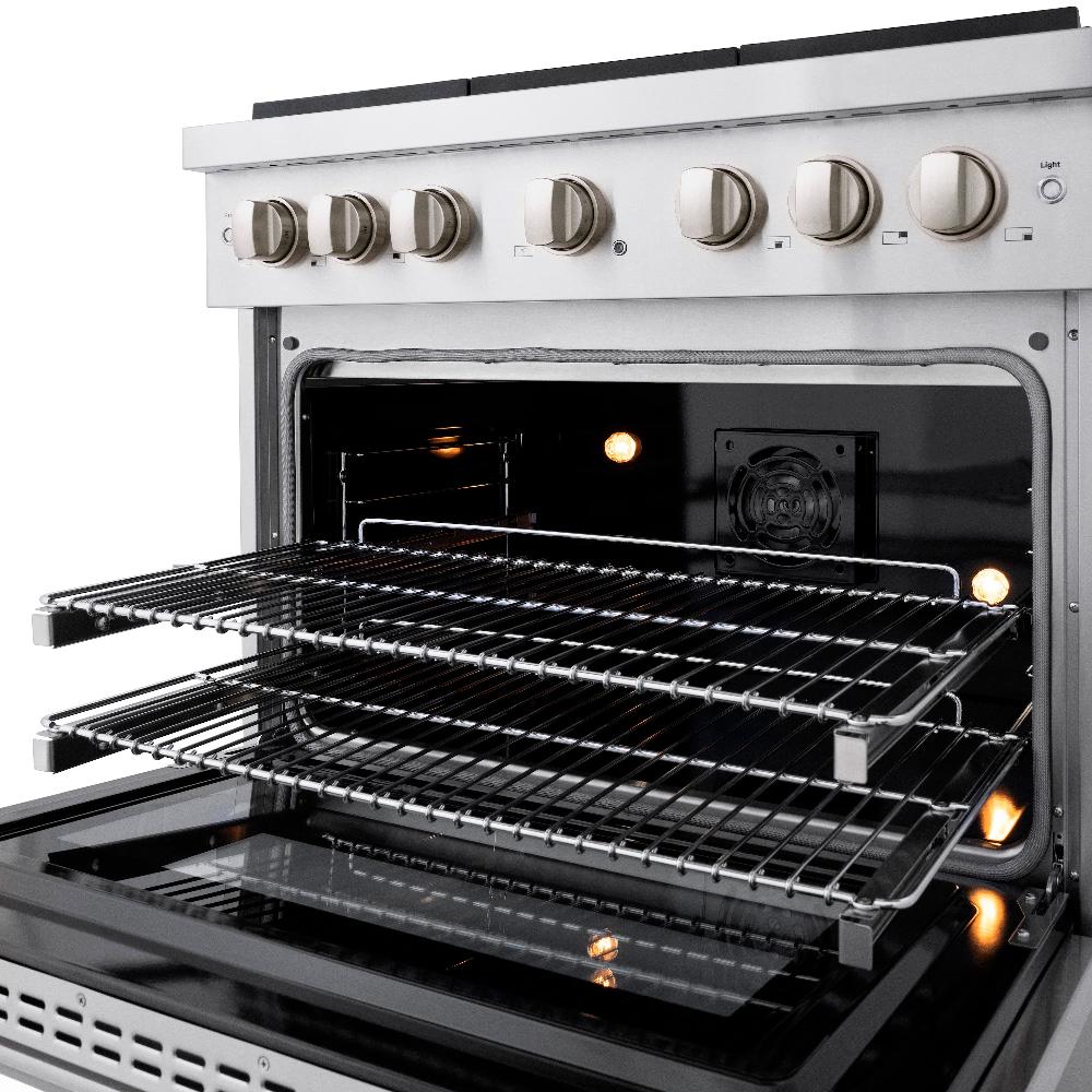 36 in. 5.2 cu. ft. Paramount Dual Fuel Range with 6 Burner Gas Cooktop and Electric Convection Oven - (SDR36) -
