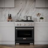 30 in. 4.2 cu. ft. Paramount Dual Fuel Range with 4 Burner Gas Cooktop and Electric Convection Oven - (SDRBLM30) -