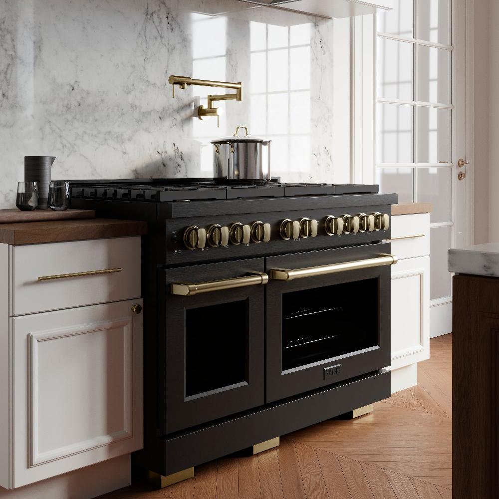 Autograph Edition 48 in. 6.7 cu. ft. Paramount Double Oven Dual Fuel Range with 8 Burner Gas Cooktop - (SDRBZ48CB) -