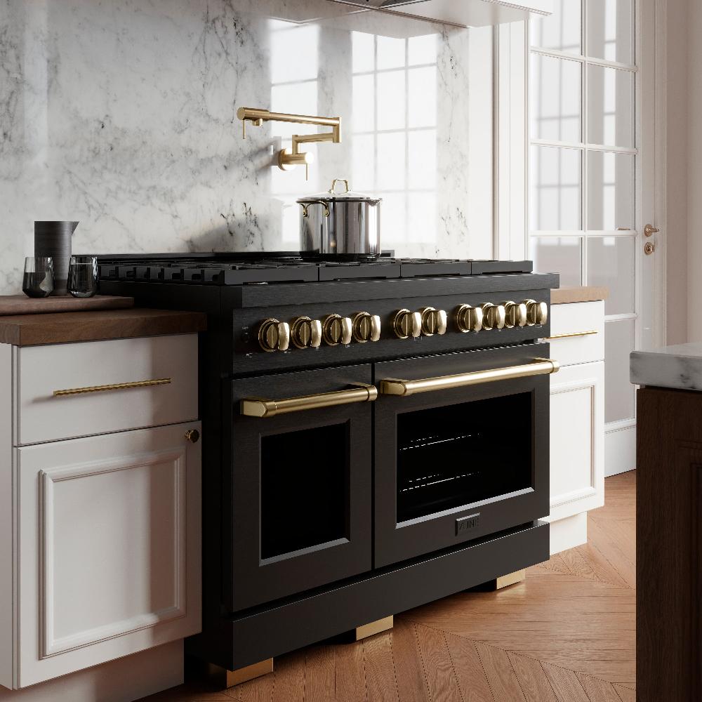 Autograph Edition 48 in. 6.7 cu. ft. Paramount Double Oven Dual Fuel Range with 8 Burner Gas Cooktop - (SDRBZ48G) -