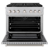 36 in. 5.2 cu. ft. Paramount Dual Fuel Range with 6 Burner Gas Cooktop and Electric Convection Oven - (SDRS36) -